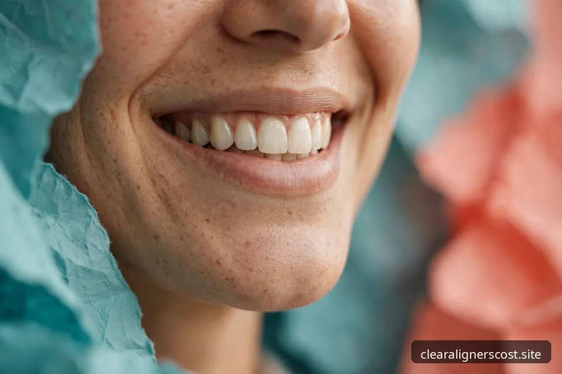 Close-up of a natural healthy smile in warm daylight